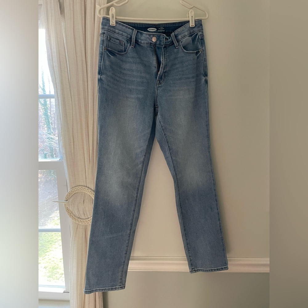 High Rise Power Slim Straight Jeans Size 8